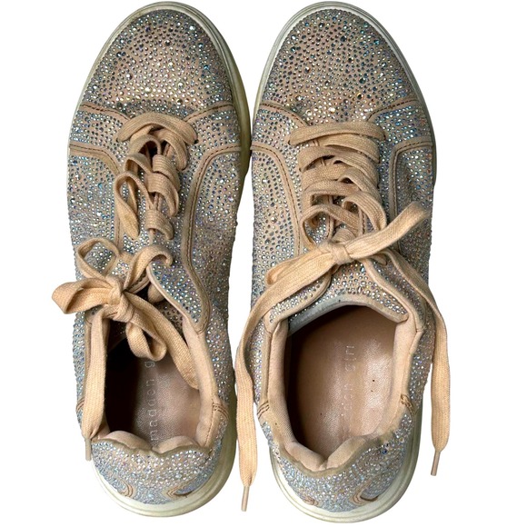 Madden Girl Sneakers size 11 Rhinestone Embellished Low Top Lace Up Women Drag - Picture 1 of 10